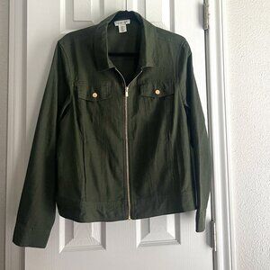 Rachel Zoe, NWT, Linen Blend Jacket, Green, Size XL, Front Zip